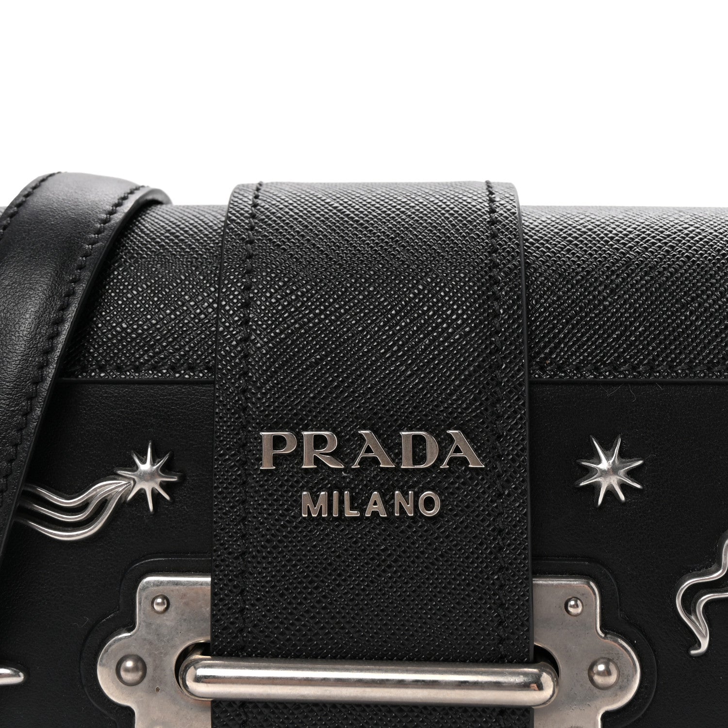 Prada City Calf Saffiano Cahier Astrology Bag Black 7 of 9