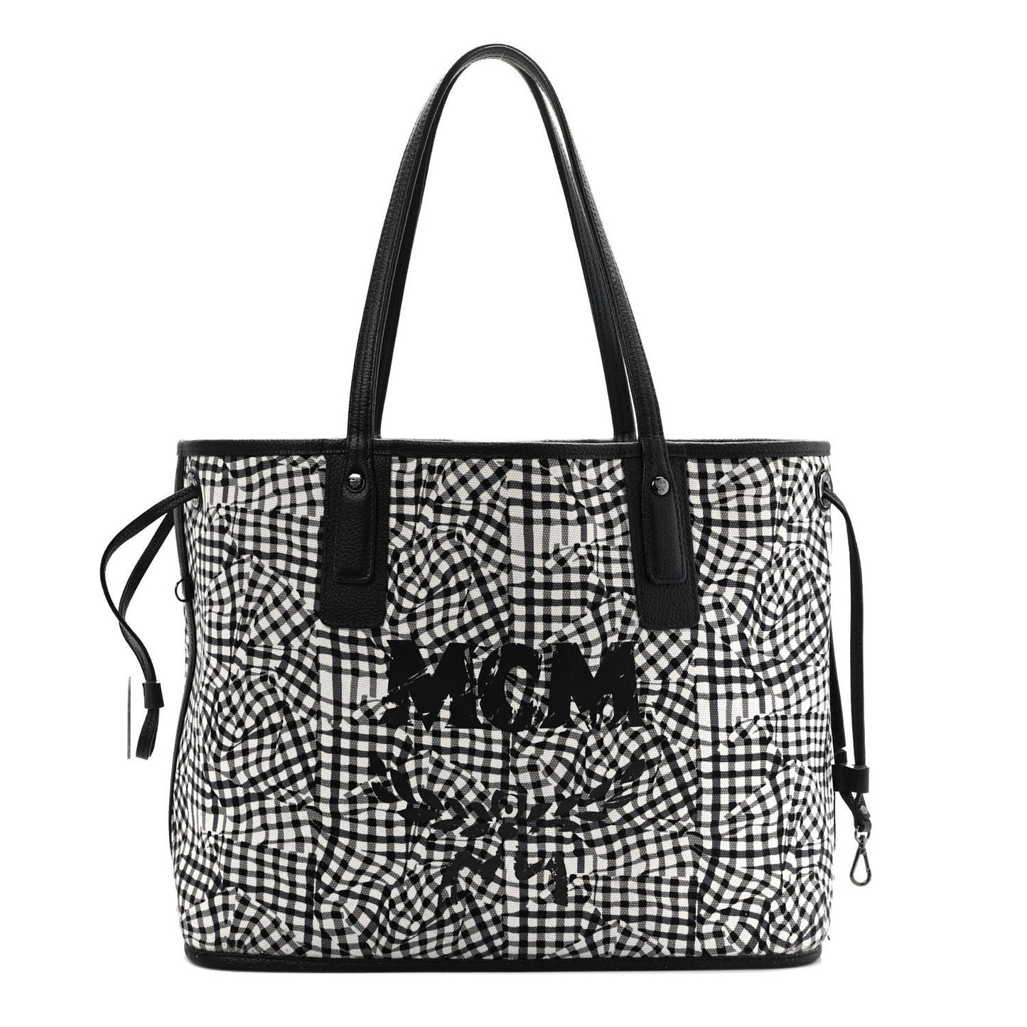 Grained Calfskin Visetos Medium Liz Reversible Shopper Tote Black