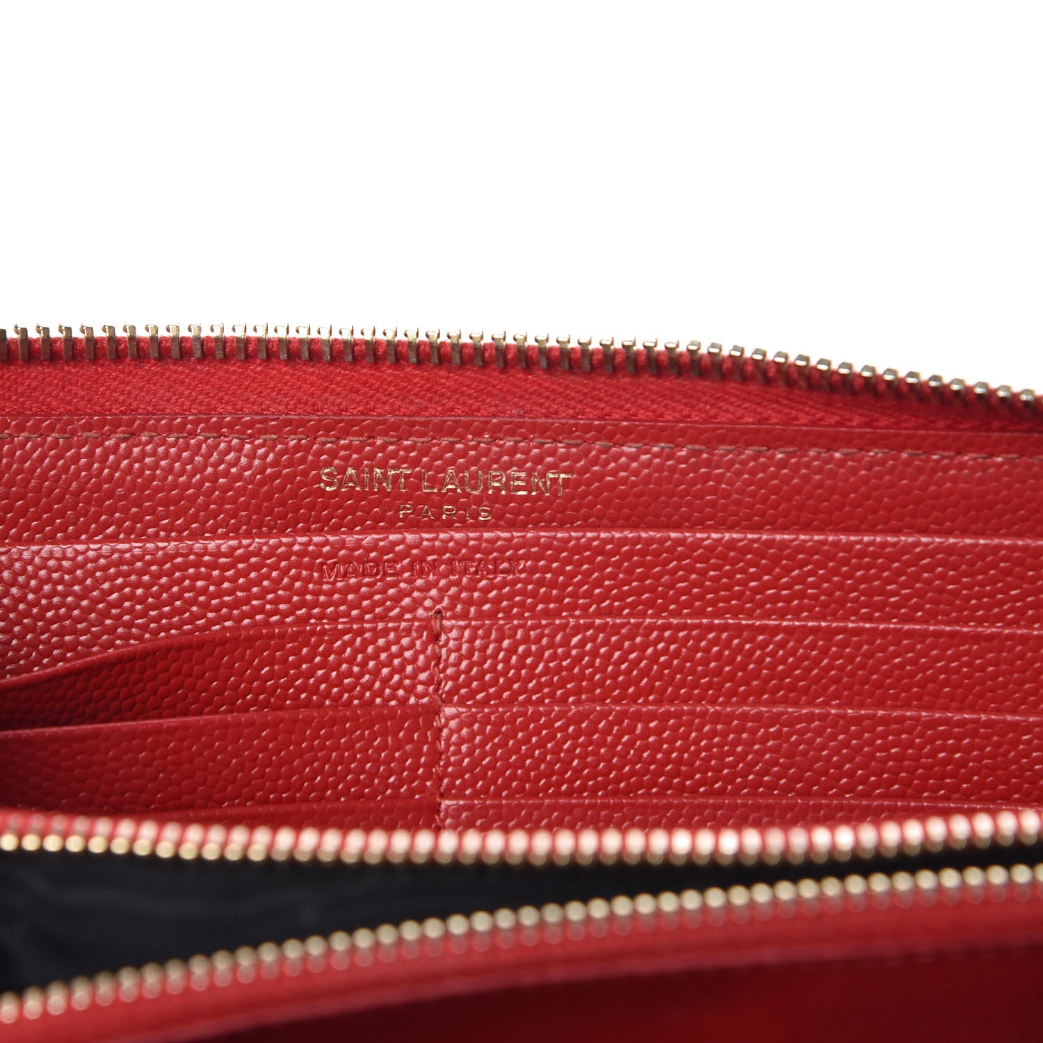 Saint Laurent Grain De Poudre Matelasse Chevron Monogram Zip Around Wallet Red 6 of 10