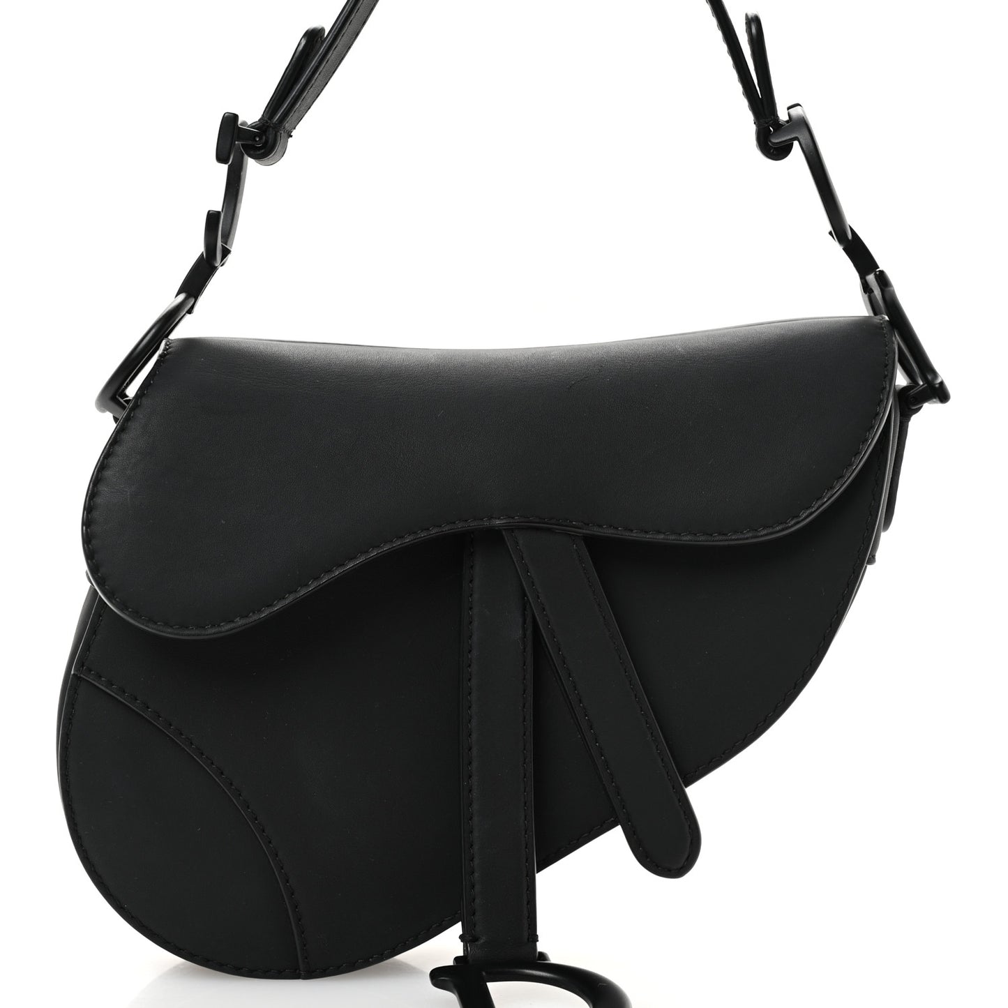 Ultra Matte Calfskin Mini Saddle Bag Black