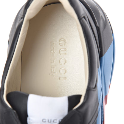 Gucci Calfskin Web Printed Mens Rhyton Sneakers 12 Black 6 of 7