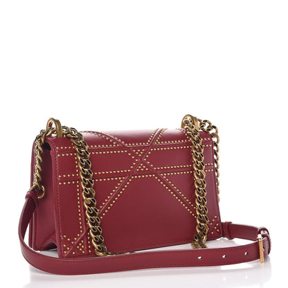 Christian Dior Calfskin Studded Small Diorama Flap Bag Burgundy 3 of 8