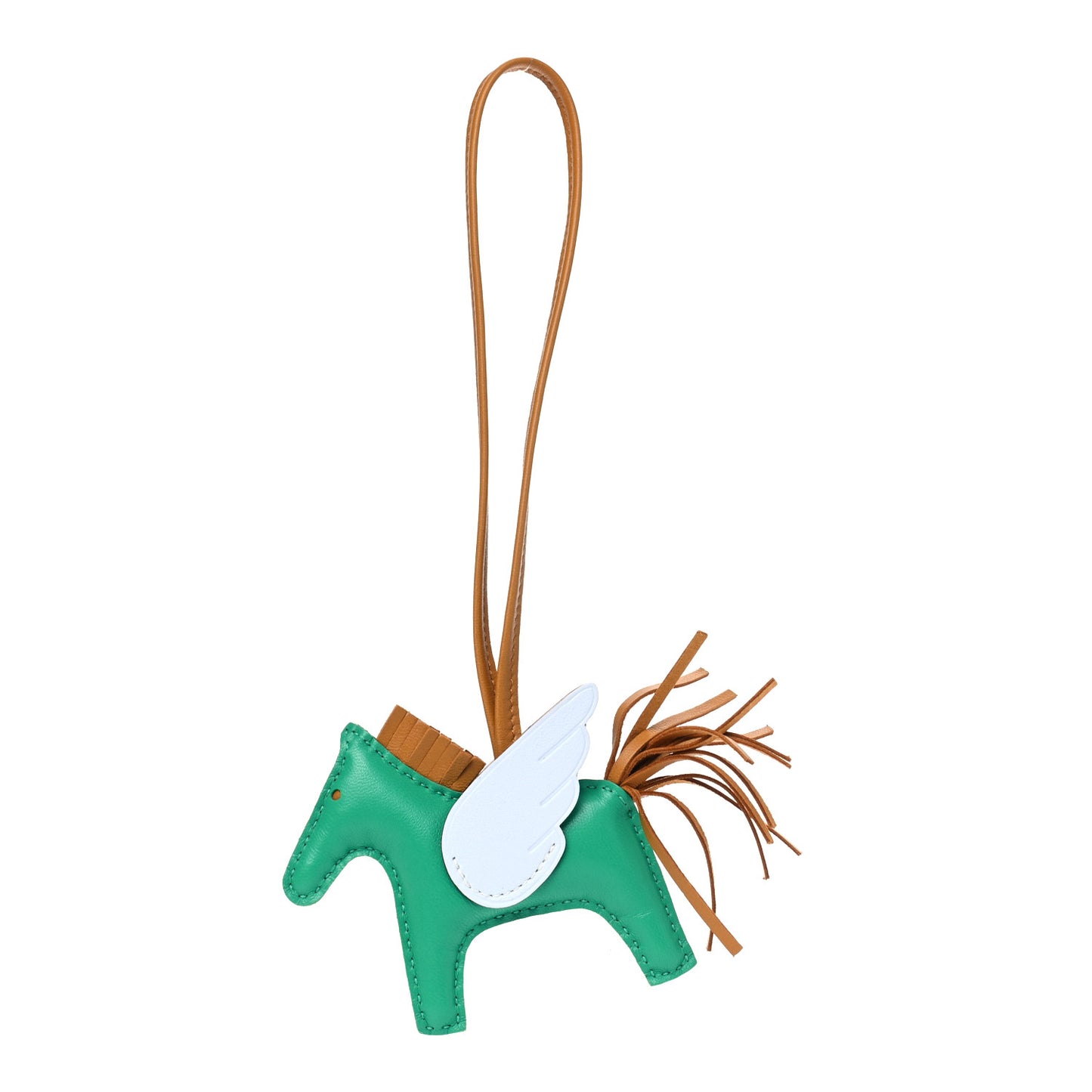 Milo Lambskin Grigri Rodeo Pegase Horse Bag Charm PM Menthe Sesame Bleu Brume