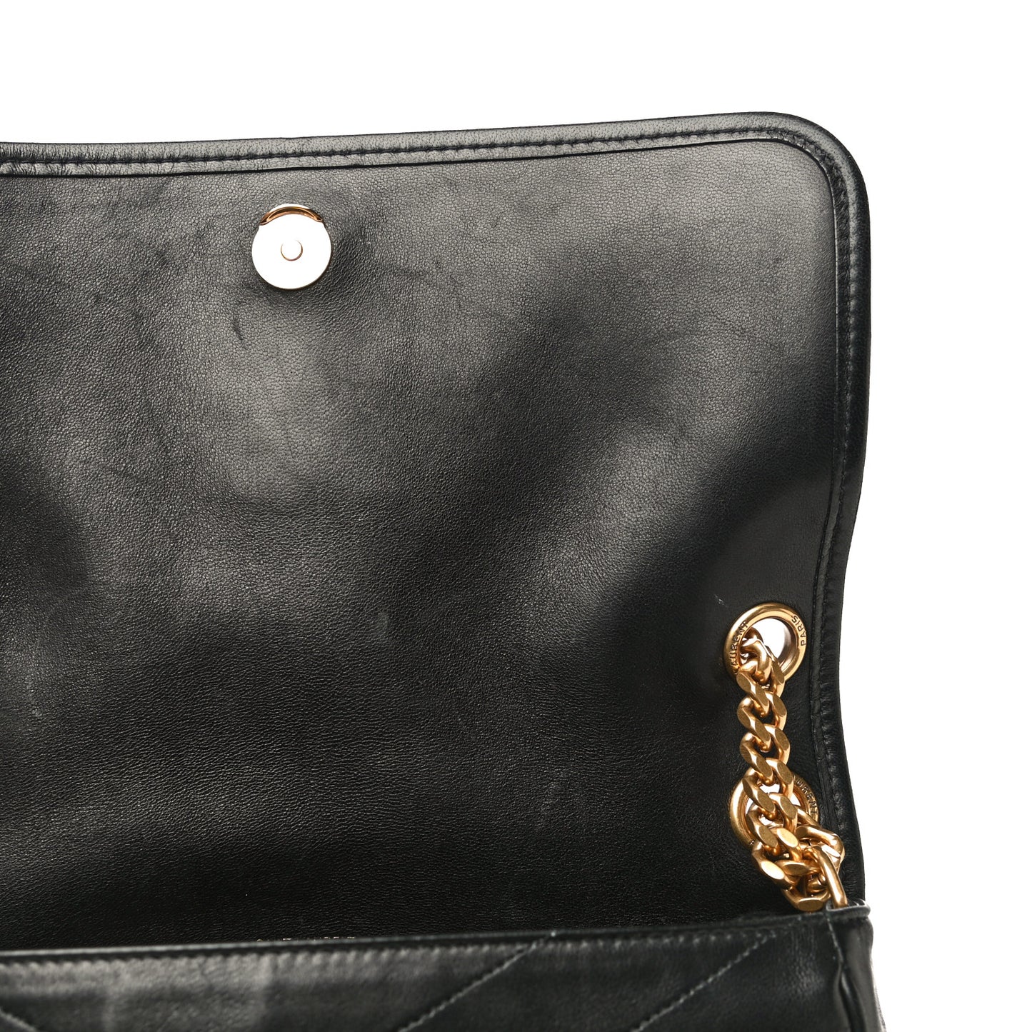 Lambskin Matelasse Monogram Medium Niki Chain Satchel Black