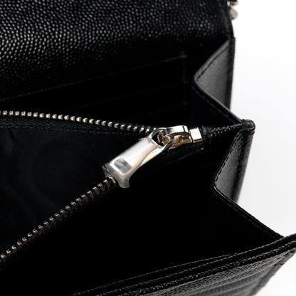 Saint Laurent Grain De Poudre Matelasse Chevron Monogram Chain Wallet Black 14 of 14