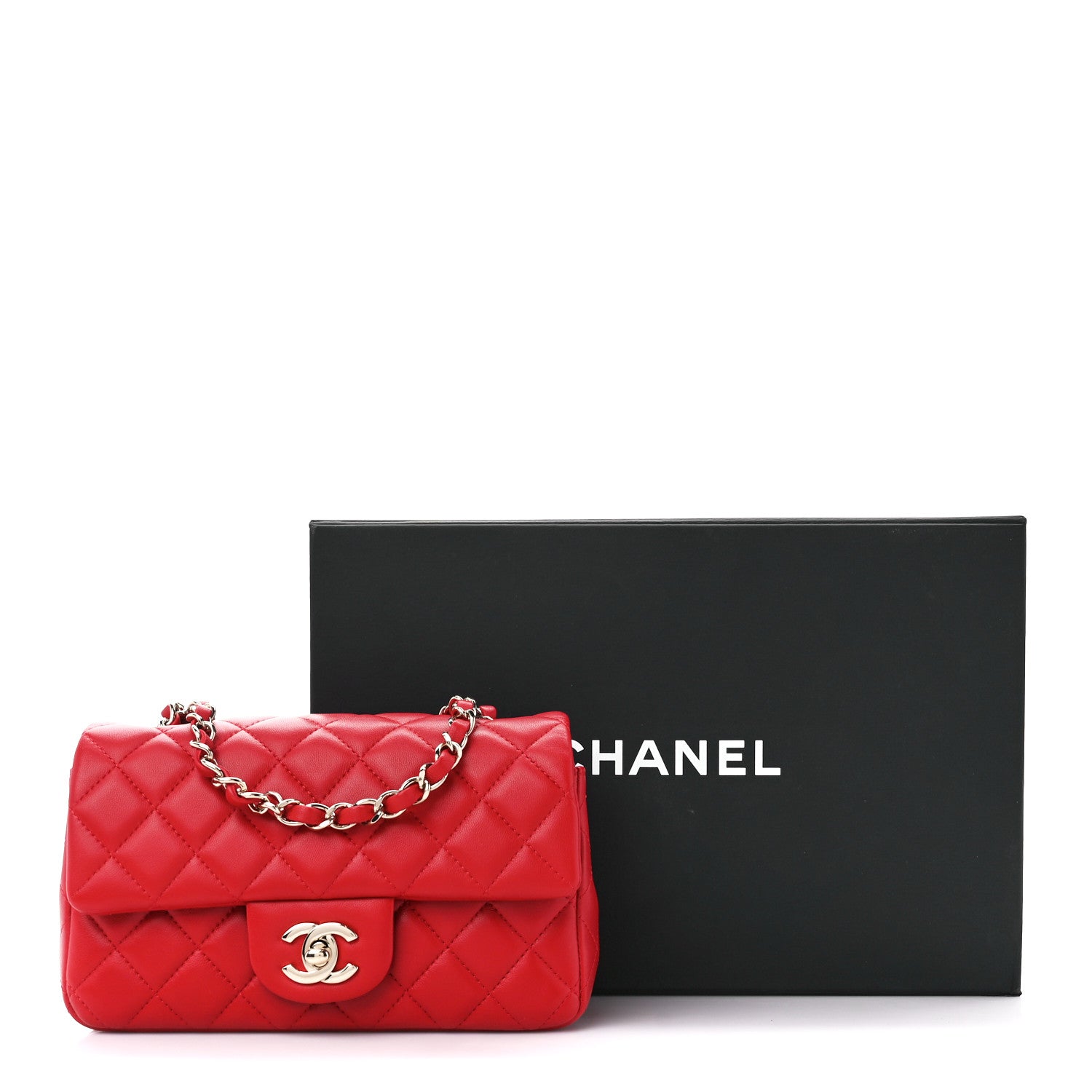 Chanel Lambskin Quilted Mini Rectangular Flap Red 12 of 12