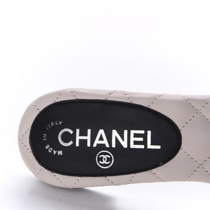 Chanel Goatskin Lambskin Quilted CC Sandal Mules 37.5 Black White 7 of 9