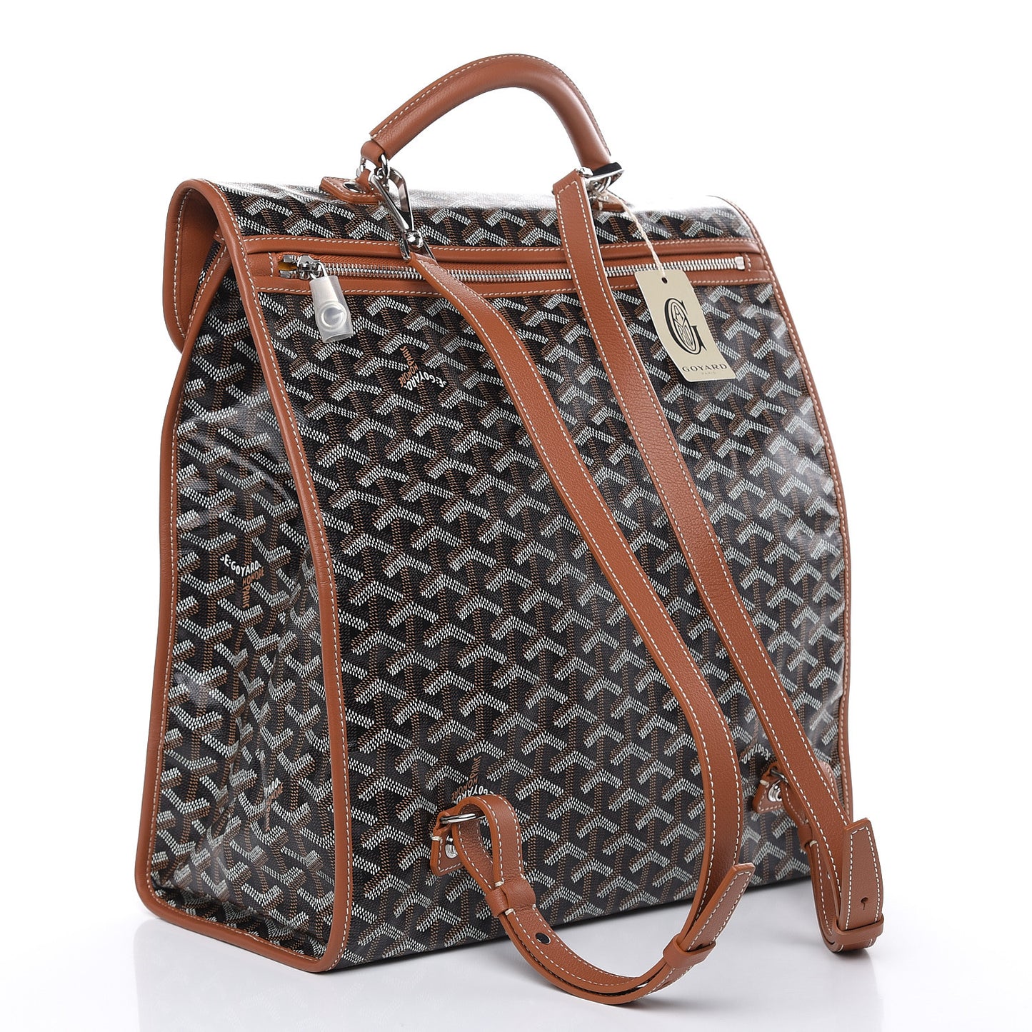 Goyardine Saint Leger Soft Briefcase Backpack Black Gold