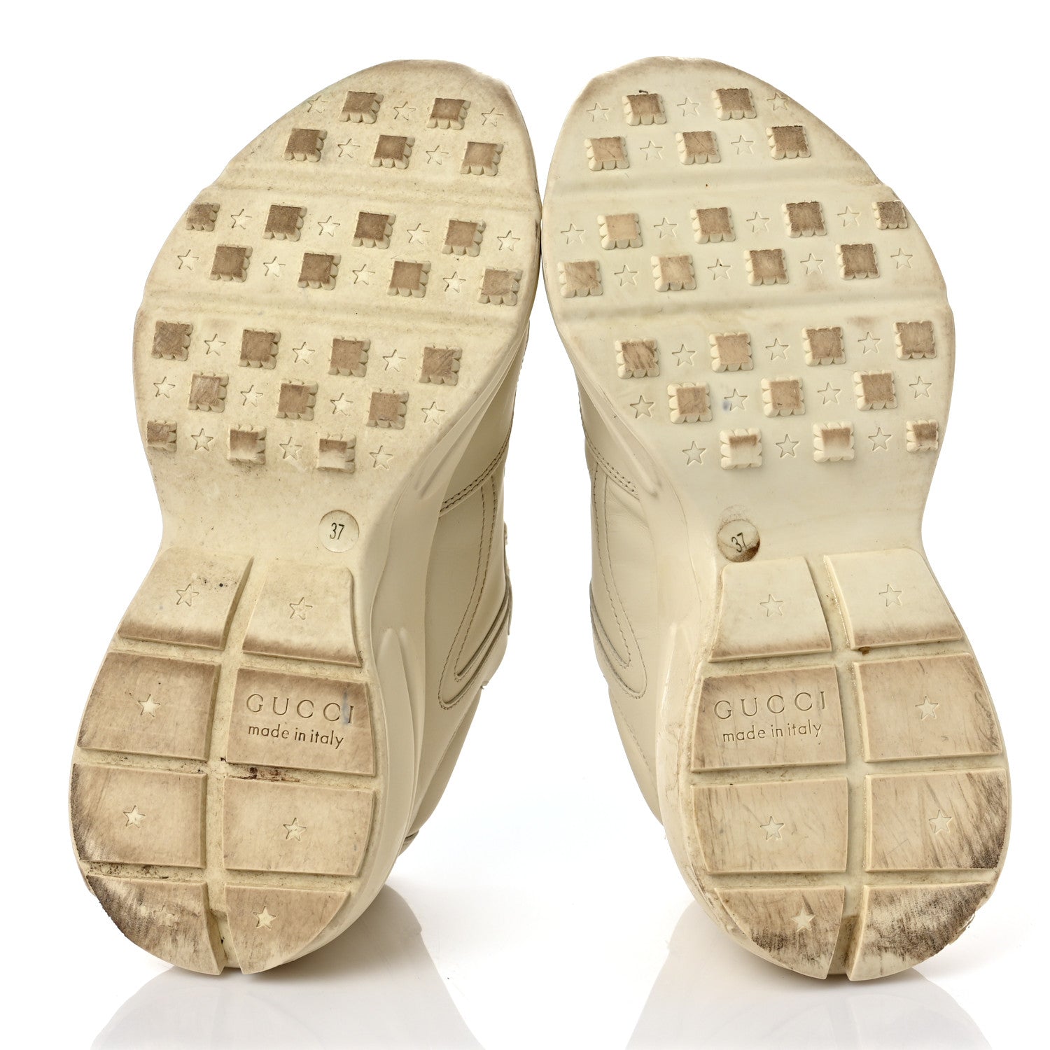 Gucci Calfskin Logo Womens Rhyton Sneakers 37 Ivory 5 of 8