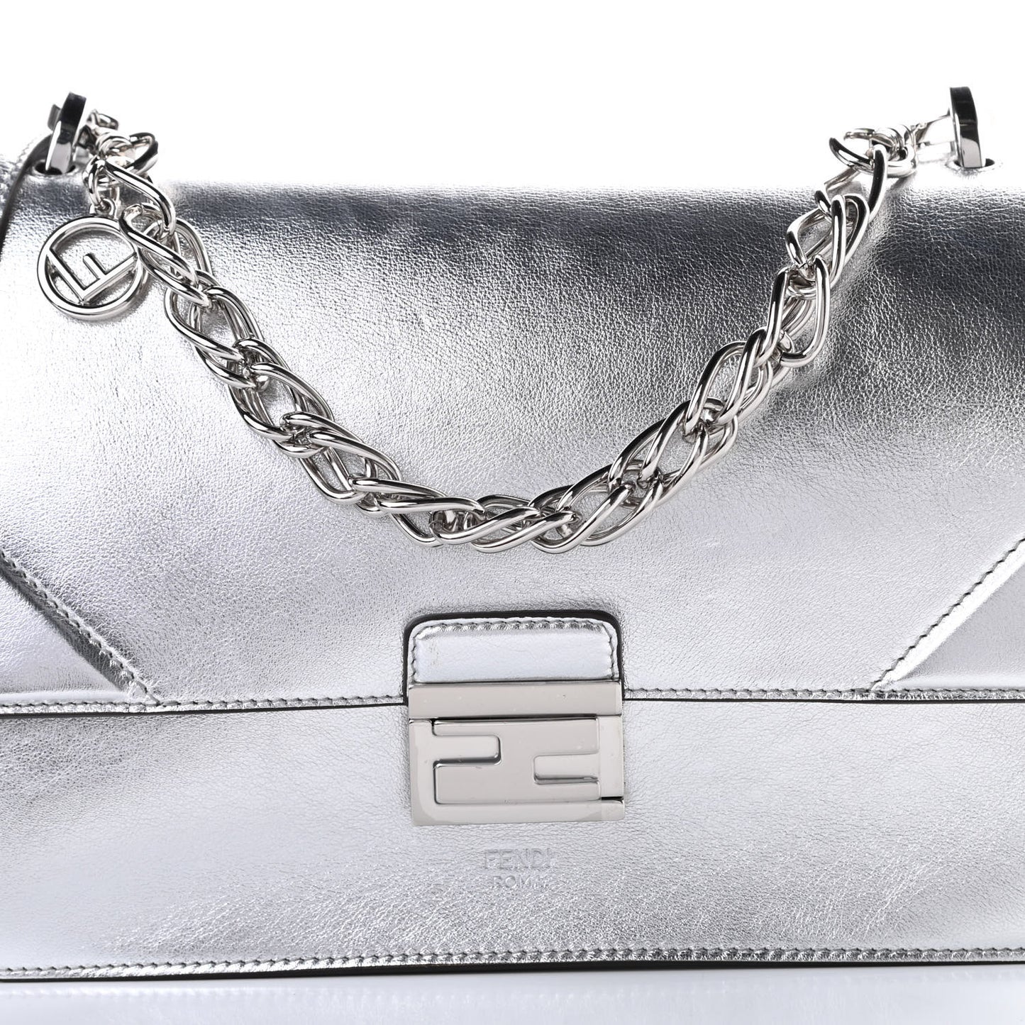 Vitello Catalan Mirror F is Fendi Kan U Shoulder Bag Argento
