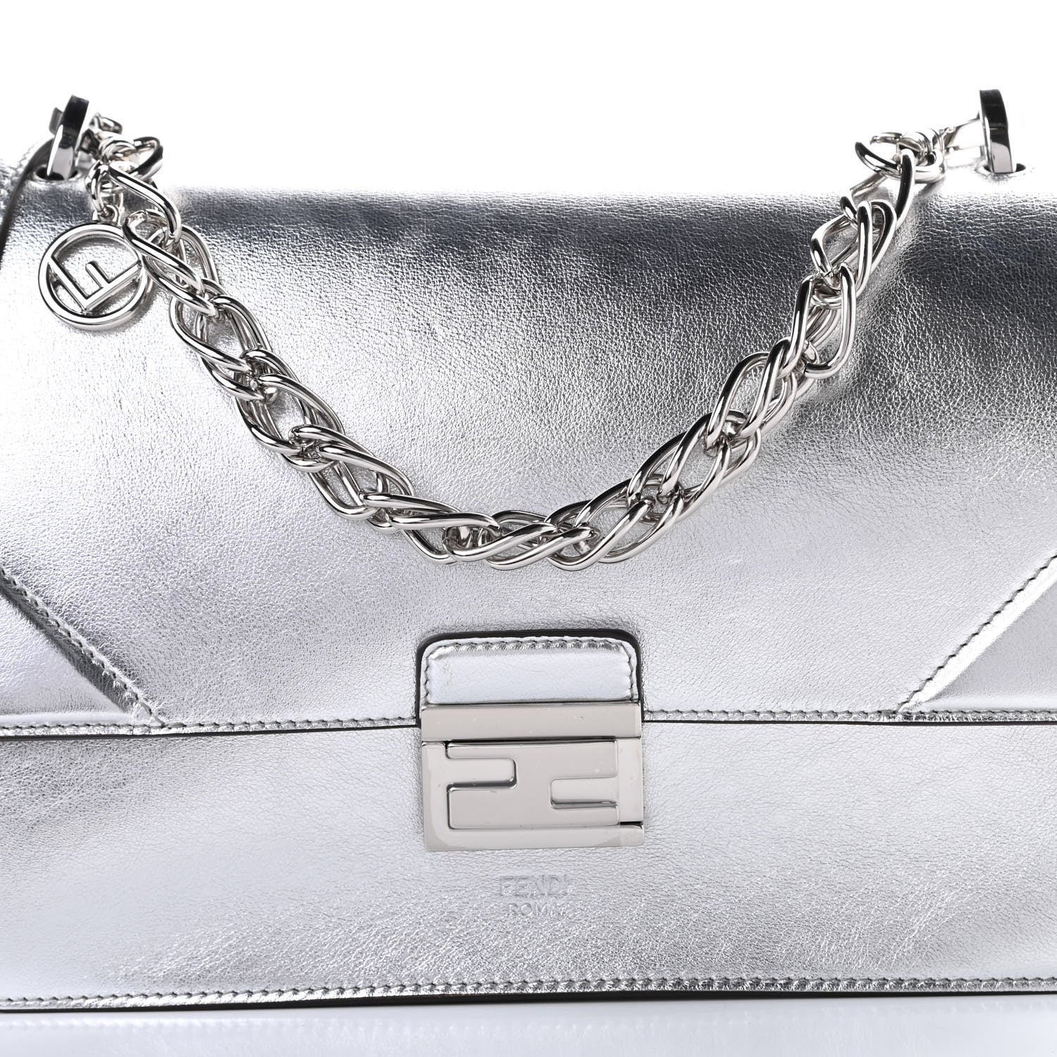 Fendi Vitello Catalan Mirror F is Fendi Kan U Shoulder Bag Argento 8 of 11