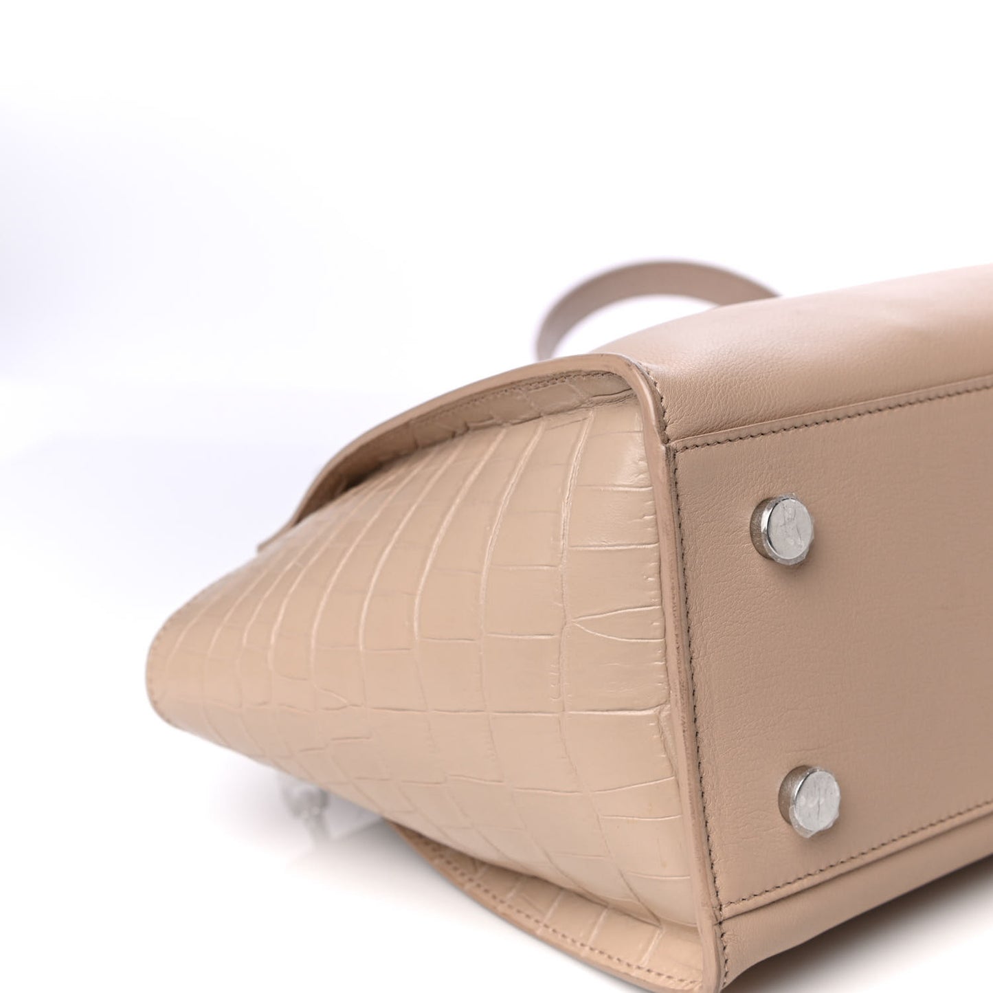 Calfskin Crocodile Embossed Baby Monogram Downtown Cabas Dark Beige