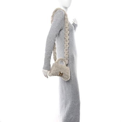 Balenciaga Faux Fur Fluffy Hourglass XS Top Handle Bag Beige 2 of 14