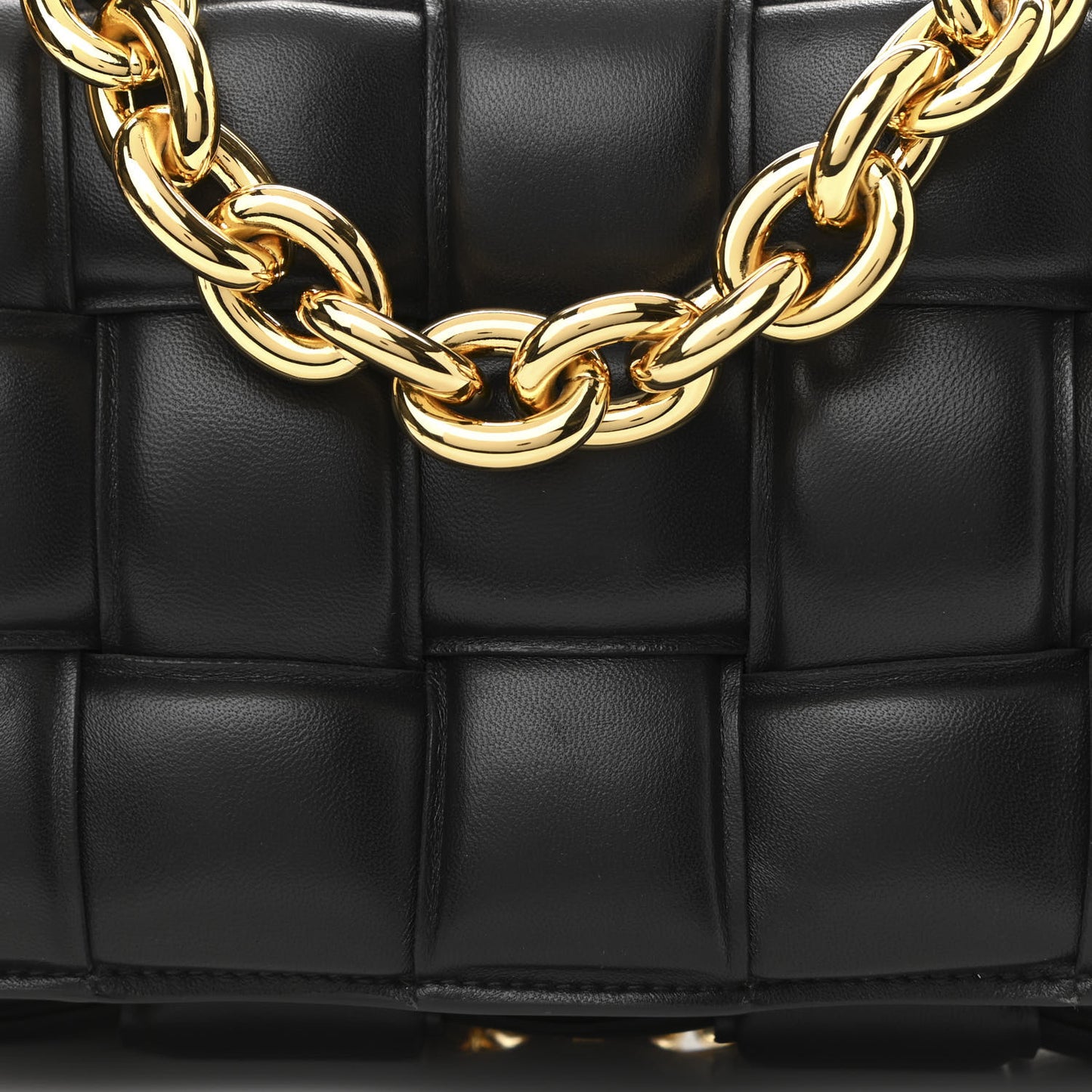 Lambskin Maxi Intreccio Padded Chain Cassette Crossbody Bag Black