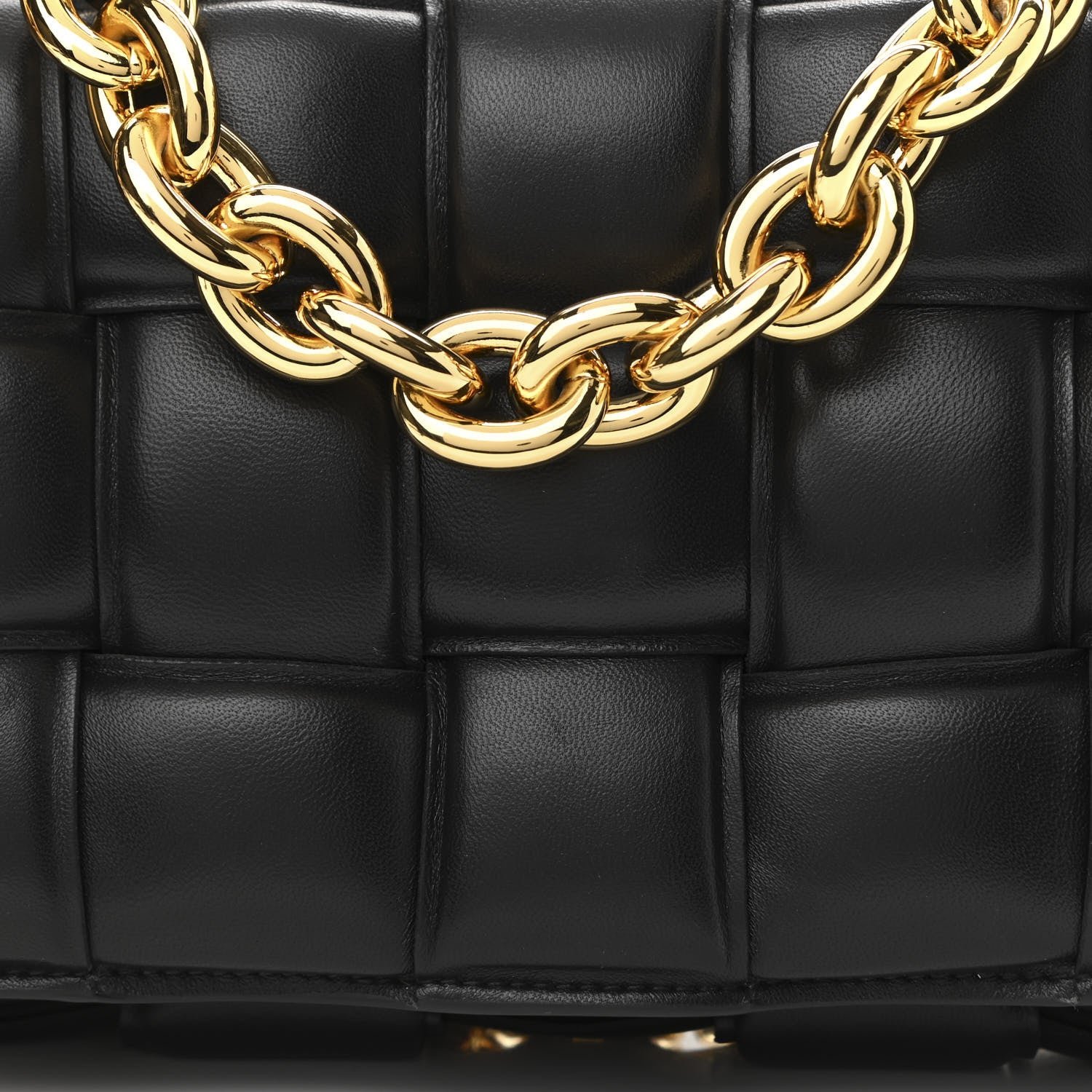 Bottega Veneta Lambskin Maxi Intreccio Padded Chain Cassette Crossbody Bag Black 8 of 11
