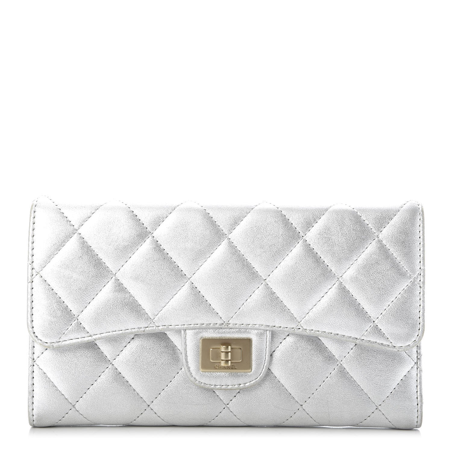 Chanel Metallic Lambskin Quilted Reissue Wallet Silver 1 of 11
