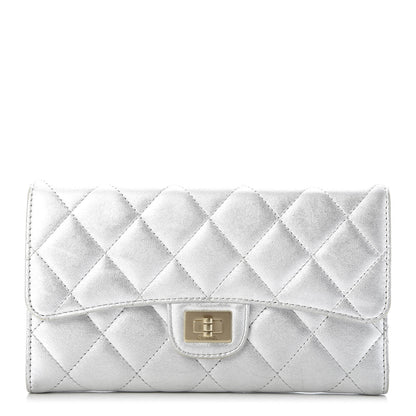 Chanel Metallic Lambskin Quilted Reissue Wallet Silver 1 of 11