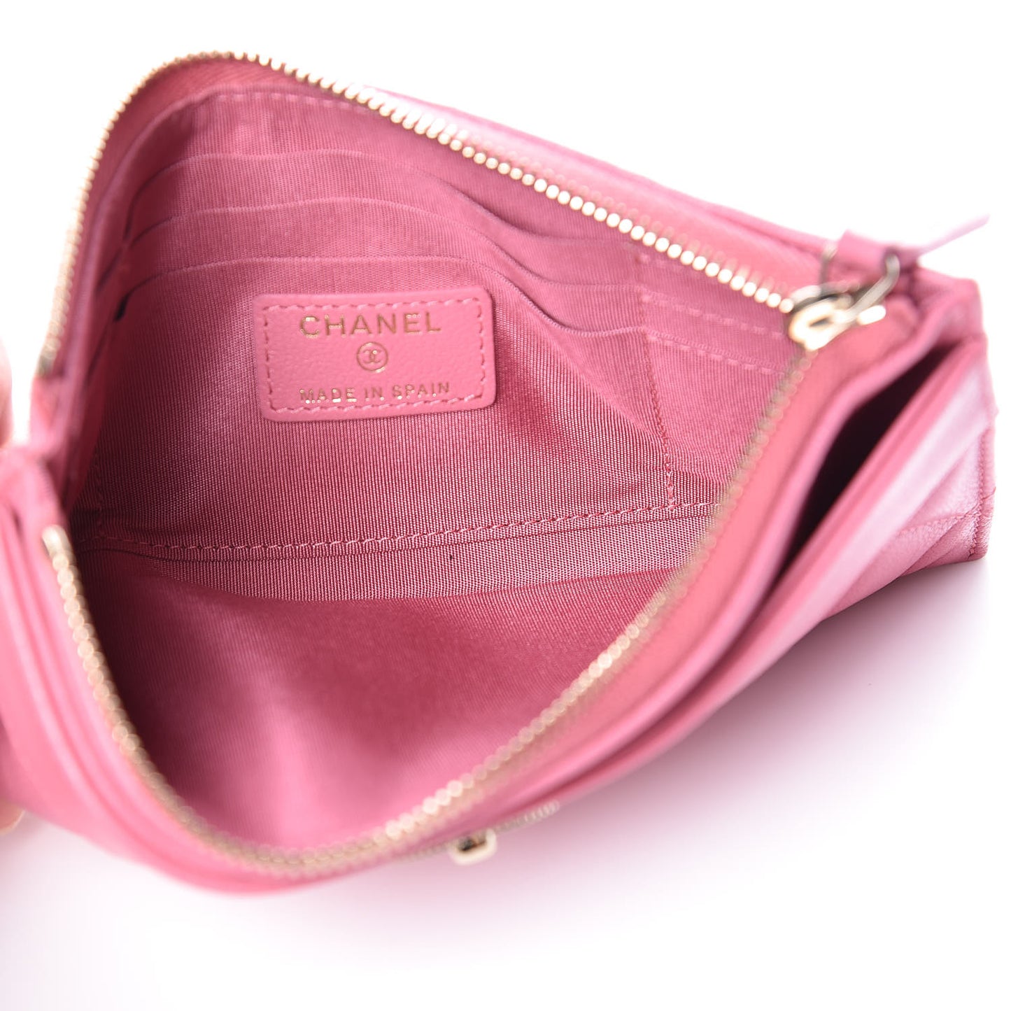 Sheepskin Quilted Mademoiselle Vintage Zip Pouch Pink
