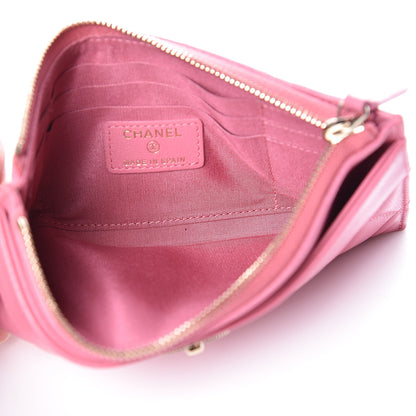 Chanel Sheepskin Quilted Mademoiselle Vintage Zip Pouch Pink 7 of 9
