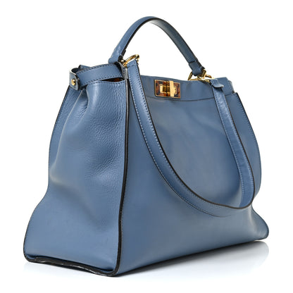 Fendi Vitello Seta Plexiglass Tortoise Large Peekaboo Iconic Satchel Ceruleo 3 of 19