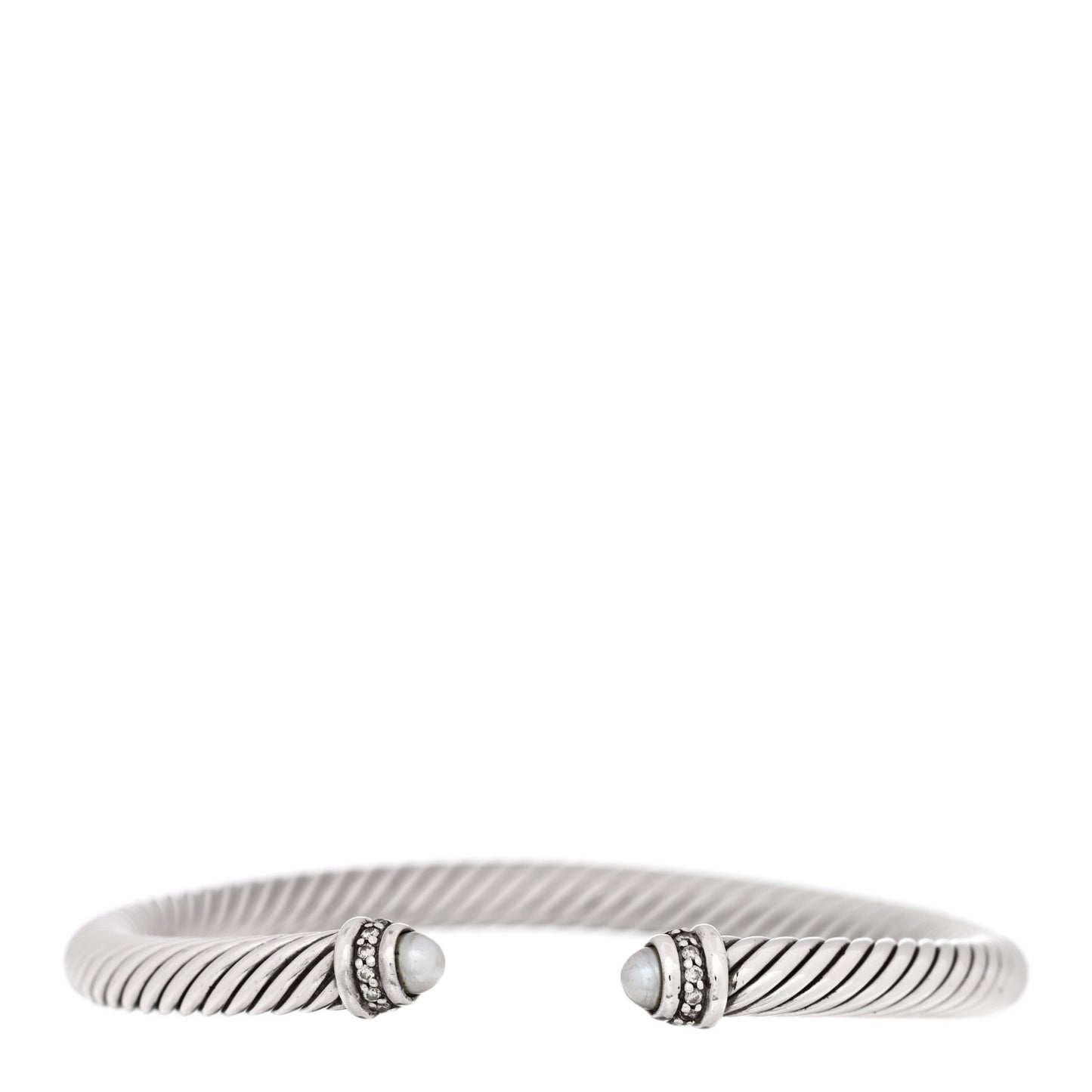 Sterling Silver Cultured Pearl Diamond 5mm Cable Classics Bracelet