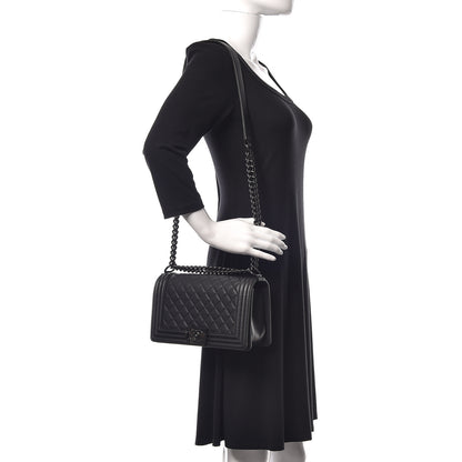 Chanel Calfskin Quilted Medium Boy Flap So Black 2 of 9