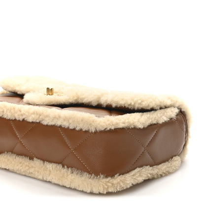Chanel Shearling Lambskin Quilted Furry Coco Flap Beige Brown 10 of 11