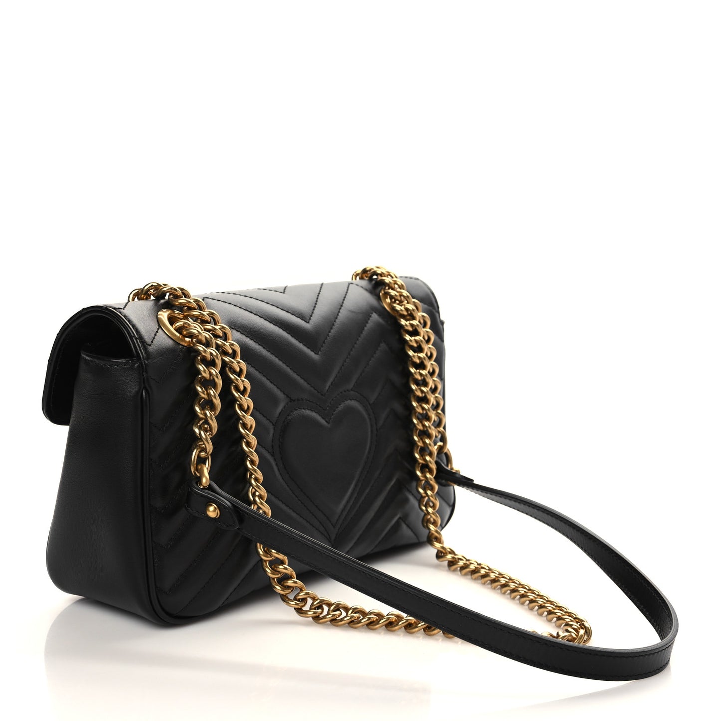 Calfskin Matelasse Small GG Marmont Shoulder Bag Black