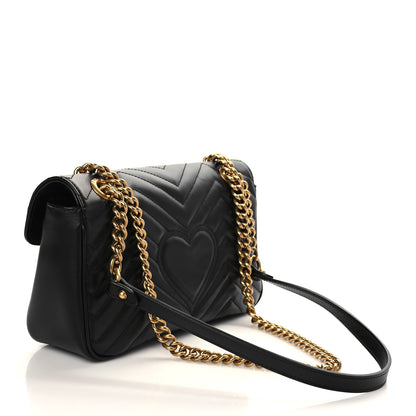 Gucci Calfskin Matelasse Small GG Marmont Shoulder Bag Black 3 of 7