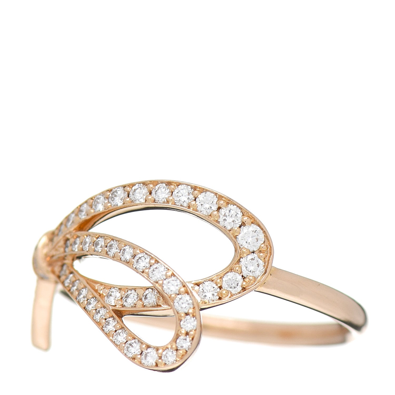 Tiffany 18K Rose Gold Diamond .40ct Bow Ring 54 6.75 3 of 5