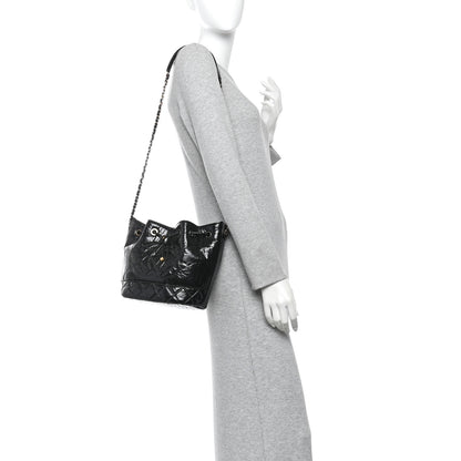 Chanel Shiny Aged Calfskin CC Chain Drawstring Bag Black 2 of 10
