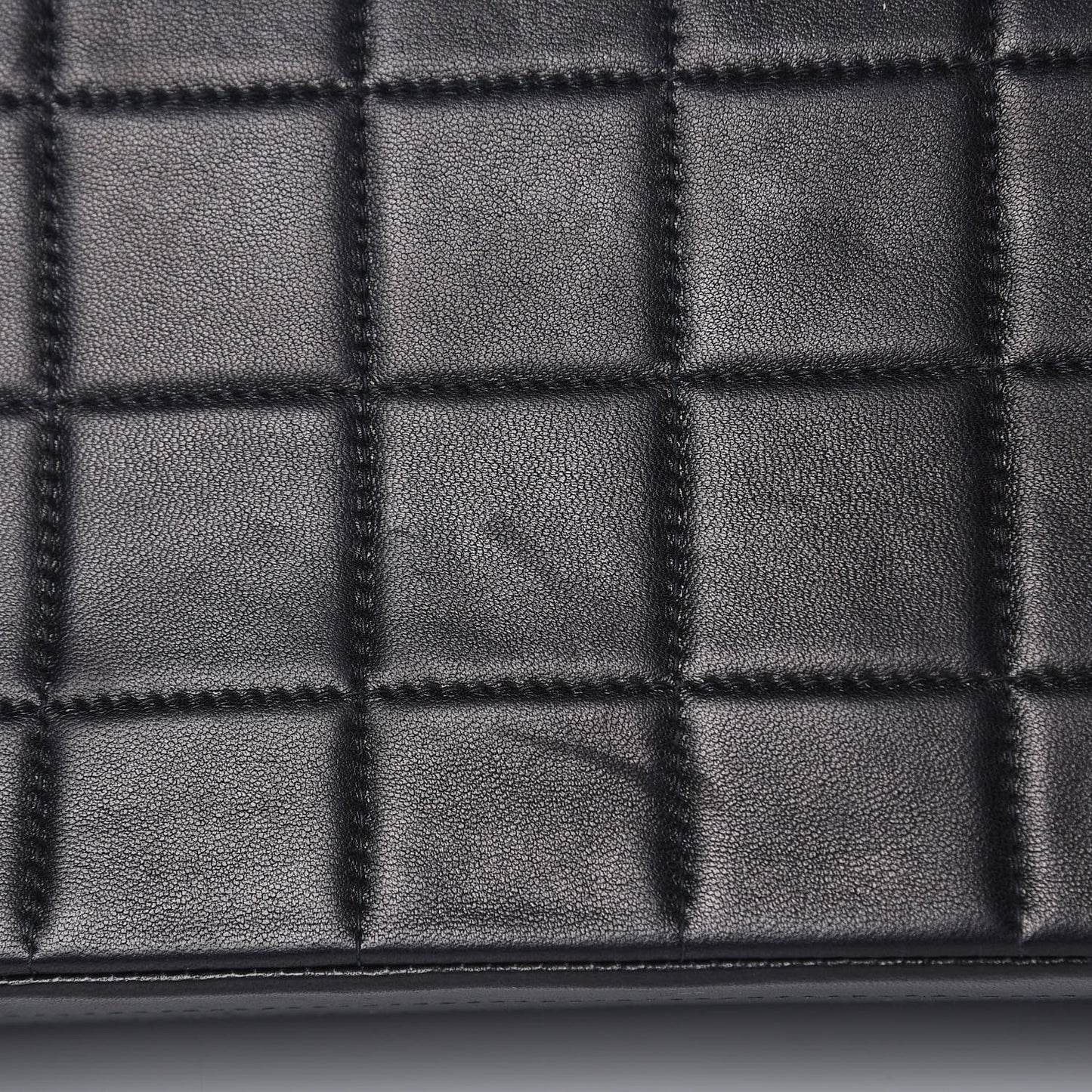Lambskin Quilted Crystal Chocolate Bar Charm Flap Black