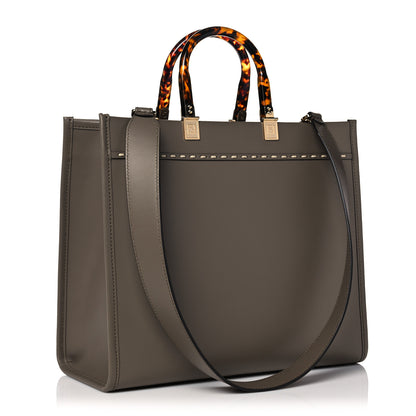 Fendi Vitello King Plexiglass Elaphe Python Print Logo Medium Fendi Sunshine Shopper Tote Tartufo Daisy Roccia 3 of 14
