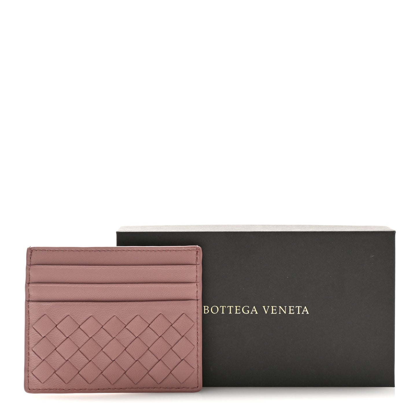 Nappa Intrecciato Card Holder Deco Rose