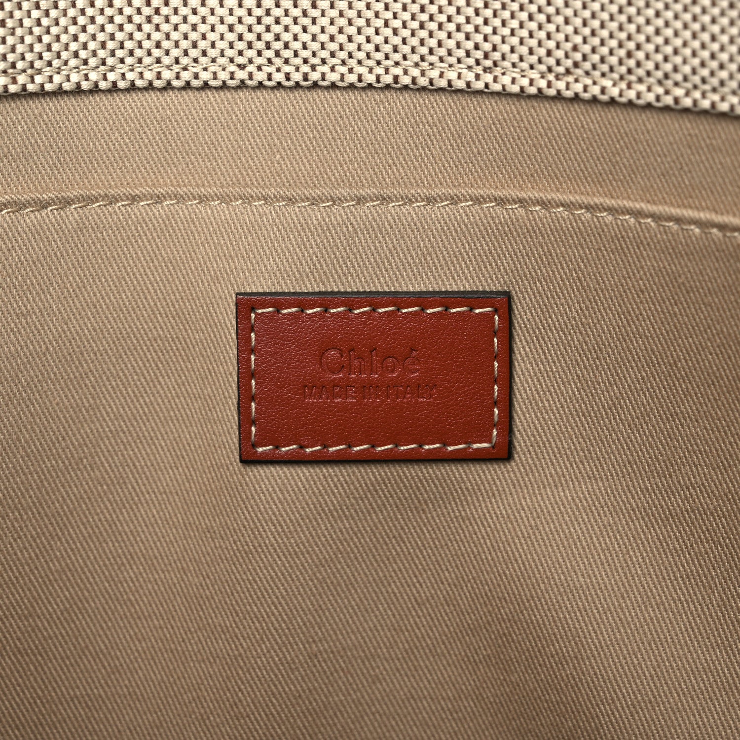 Chloe Cotton Calfskin Large Woody Ribbon Tote White Brown 5 of 9