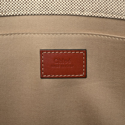 Chloe Cotton Calfskin Large Woody Ribbon Tote White Brown 5 of 9