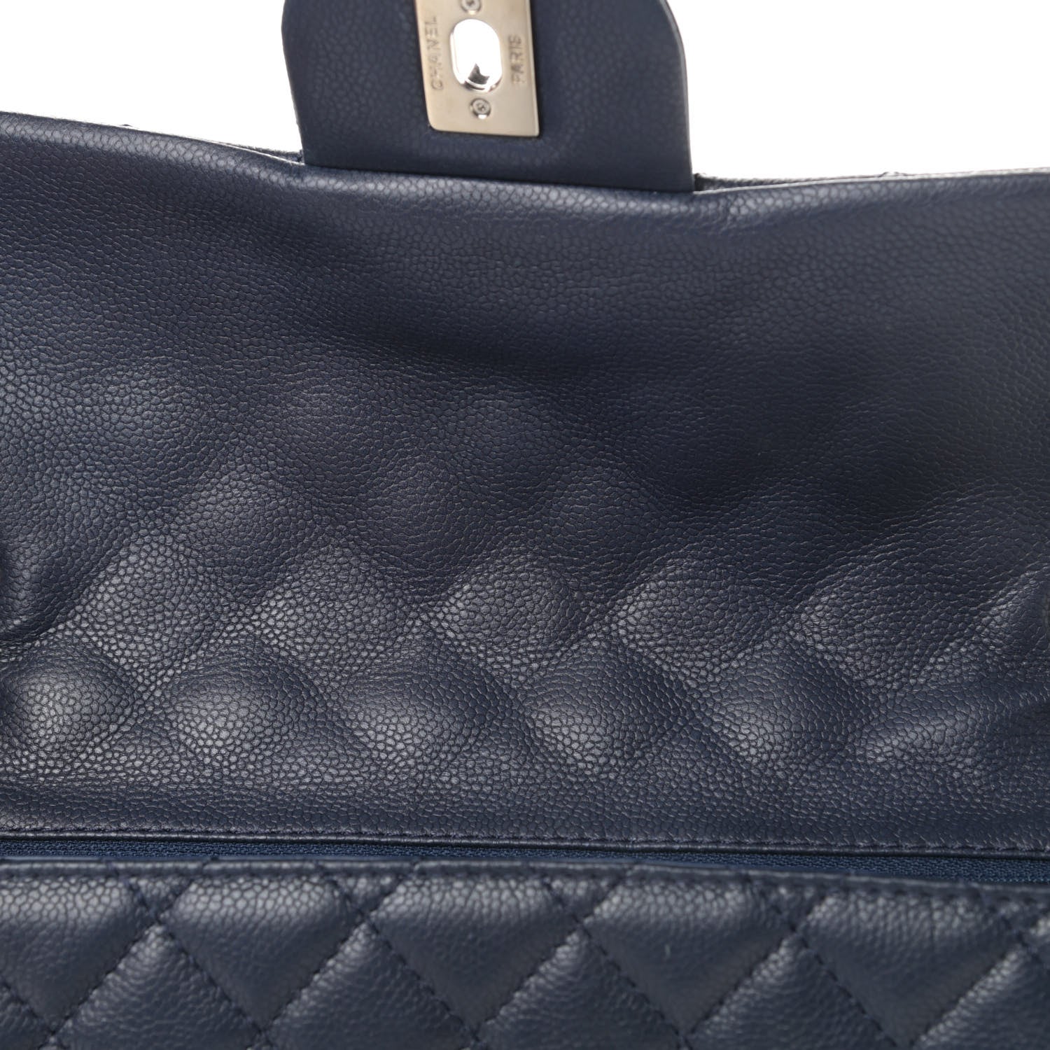 Chanel Washed Caviar Quilted Maxi Single Flap Dark Navy Blue 11 of 14