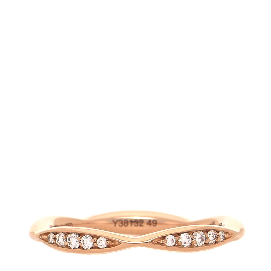 Chanel 18K Rose Gold Diamond Camellia Band Ring 49 4.75 1 of 8