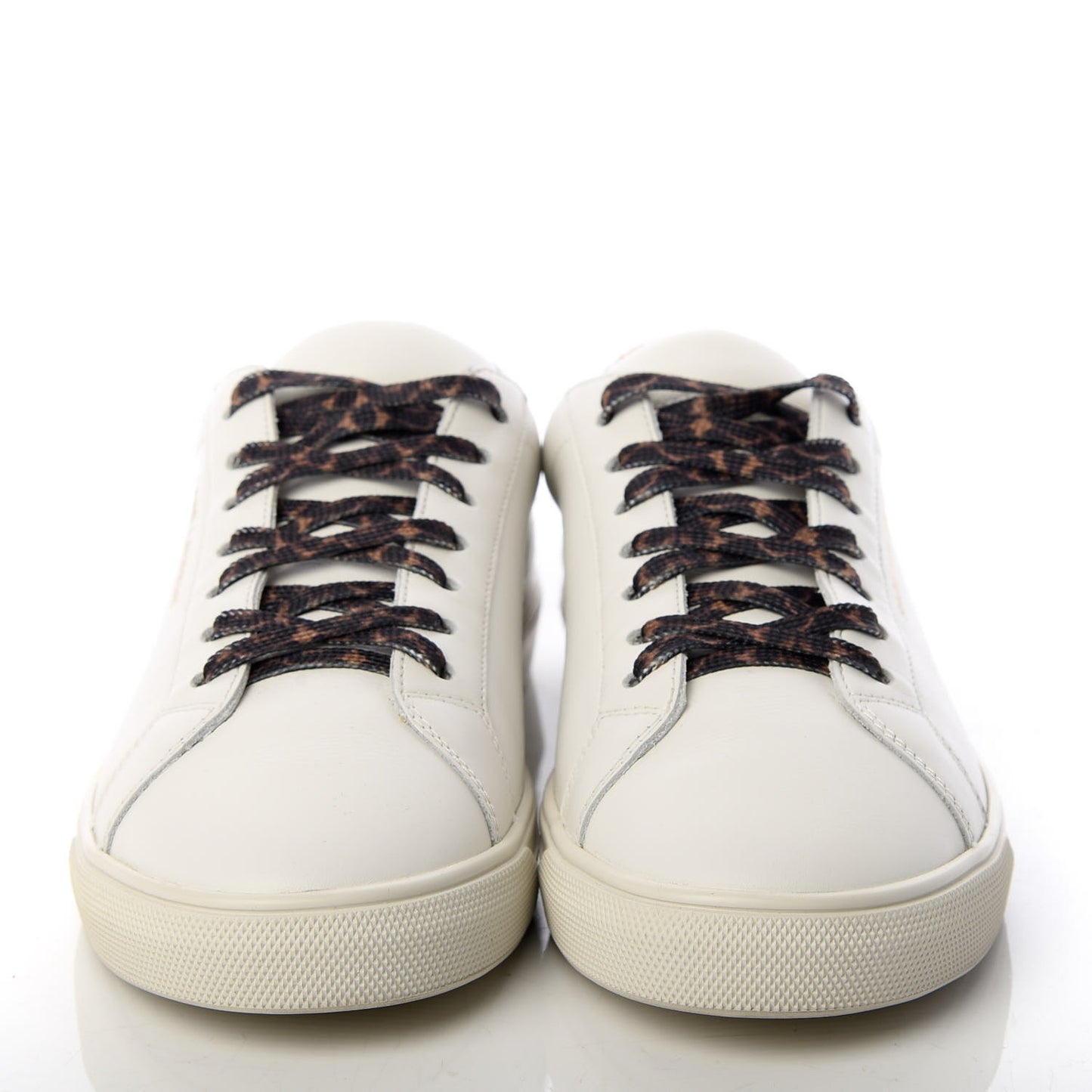 Calfskin Leopard Print Andy Low Top Sneakers 36.5 White