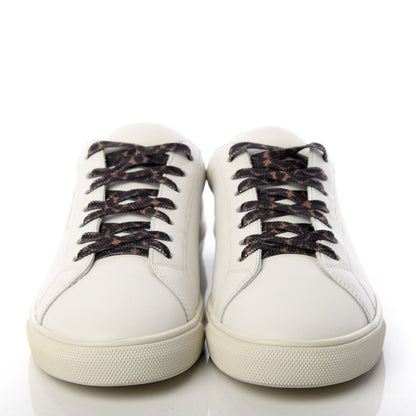 Saint Laurent Calfskin Leopard Print Andy Low Top Sneakers 36.5 White 2 of 11