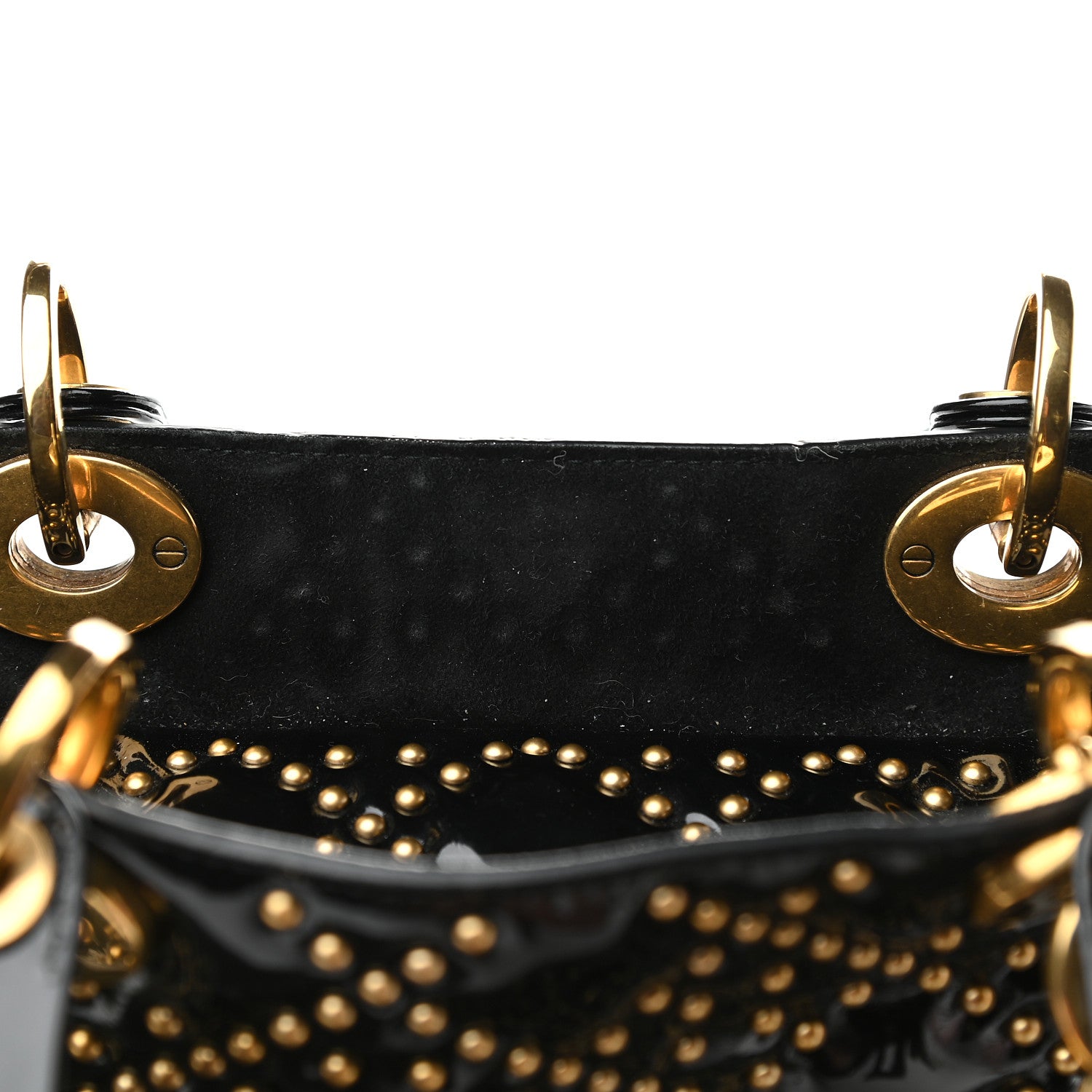 Christian Dior Patent Cannage Studded Large Lady Dior Black 10 of 10