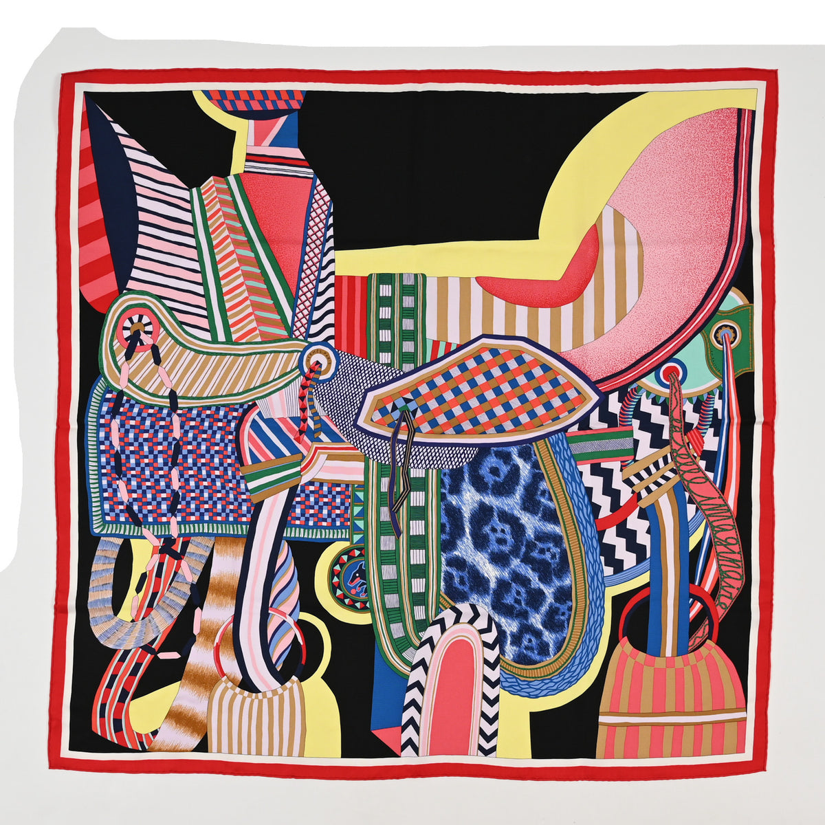 Silk La Selle Imaginaire Scarf 90 Black Jaune Soufre