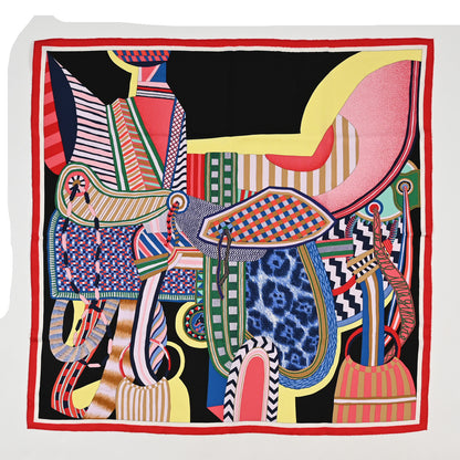 Hermes Silk La Selle Imaginaire Scarf 90 Black Jaune Soufre 1 of 3