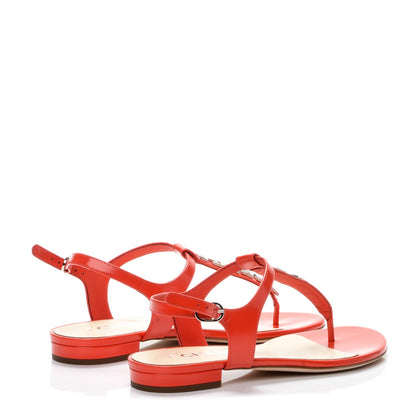 Chanel Calfskin CC Logo Thong Sandals 37 Red 3 of 7