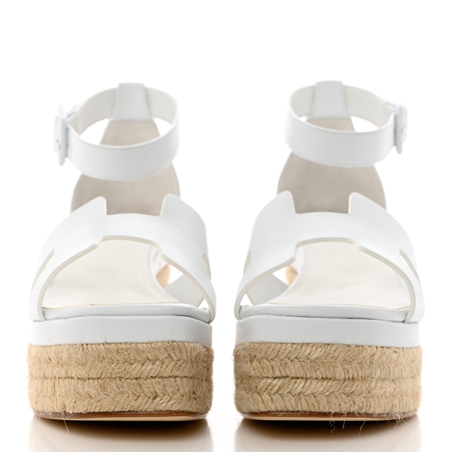 Hermes Goatskin Elda Espadrille Wedge Sandals 39 White 2 of 9