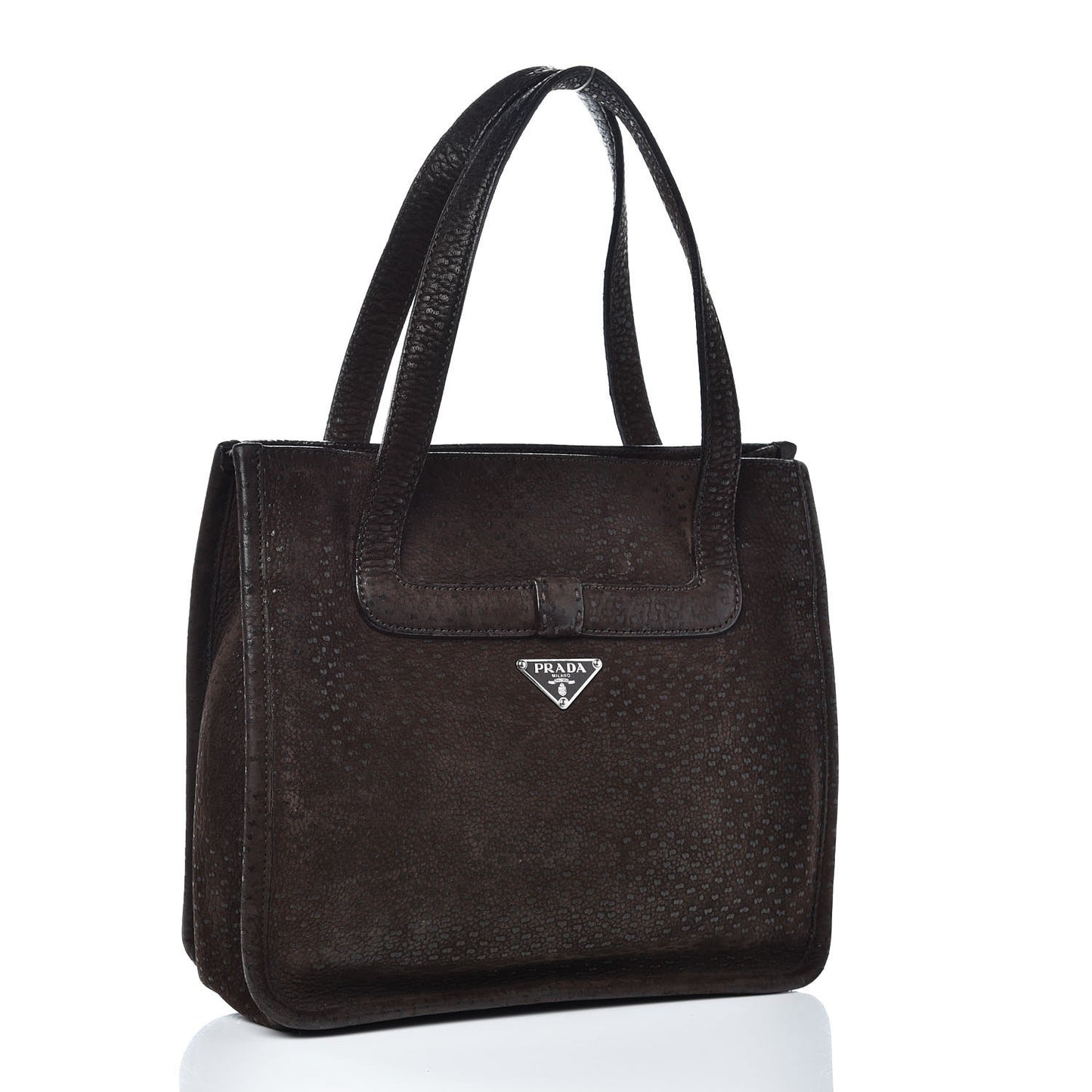 Suede Bow Tote Dark Brown