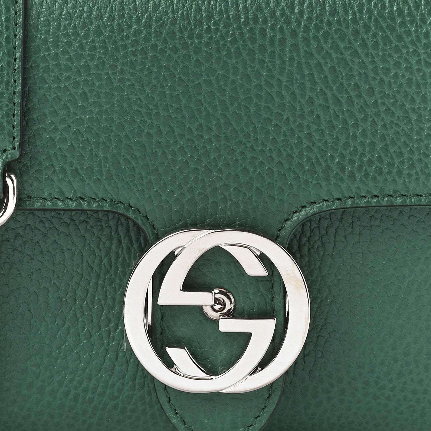Gucci Dollar Calfskin Interlocking G Crossbody Bag Emerald 9 of 12