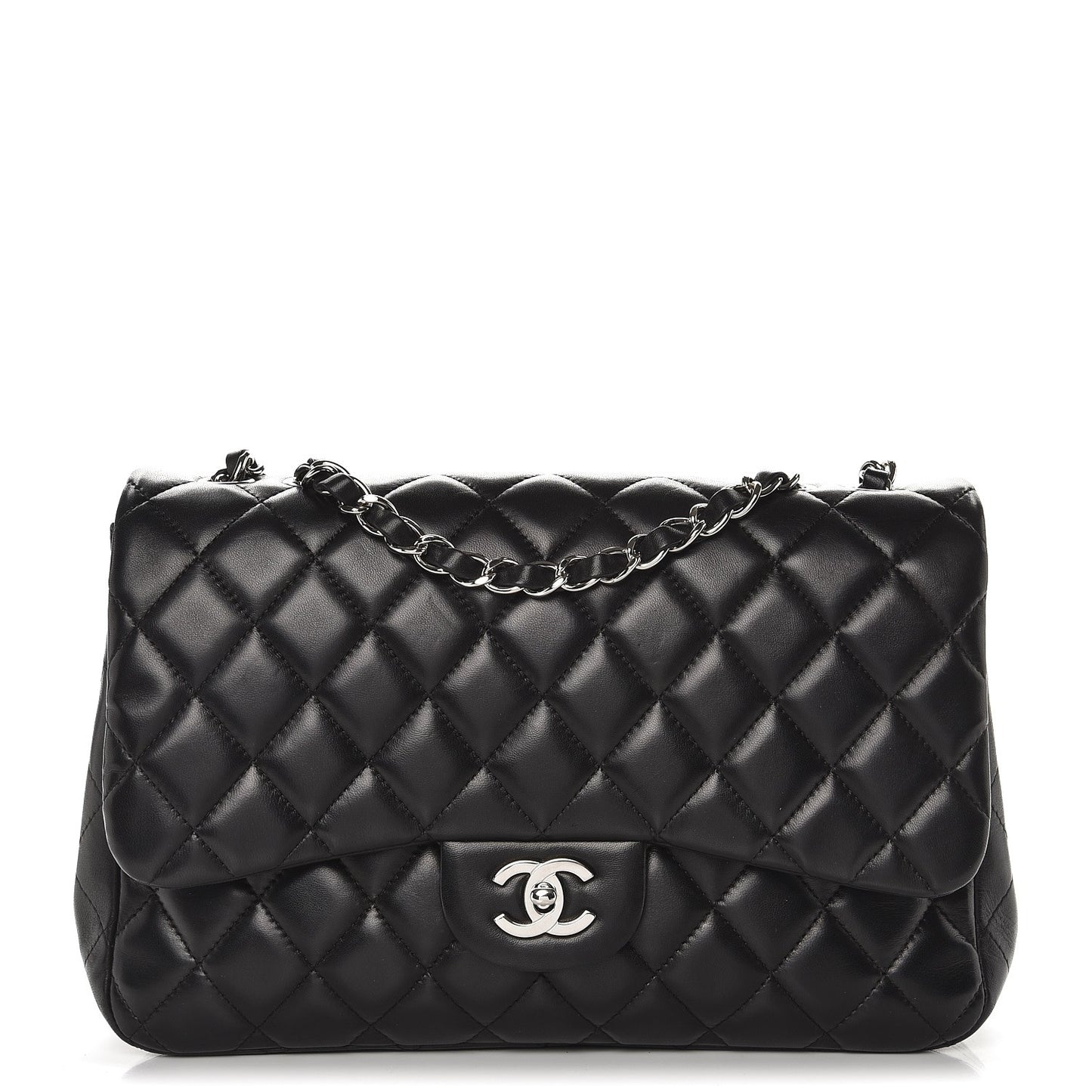 Lambskin Quilted Jumbo Single Flap Black