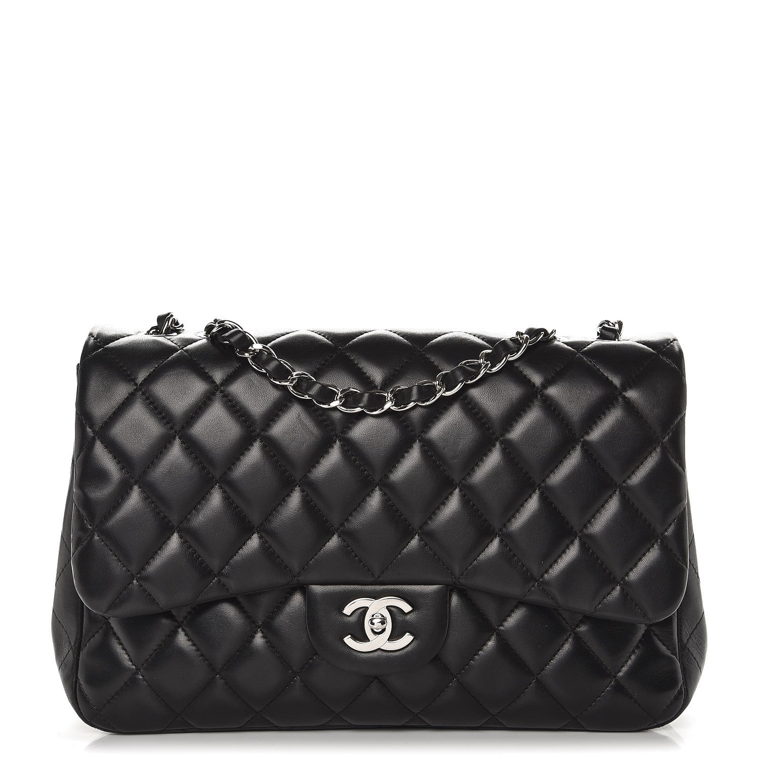 Chanel Lambskin Quilted Jumbo Single Flap Black 1 of 10