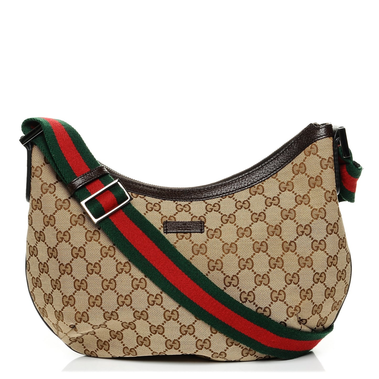 Monogram Web Medium Half Moon Hobo Dark Brown